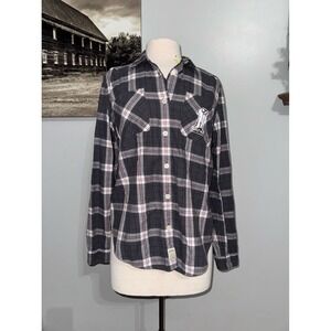 Harley Davidson‎ long sleeve button front plaid top Willie G women's large